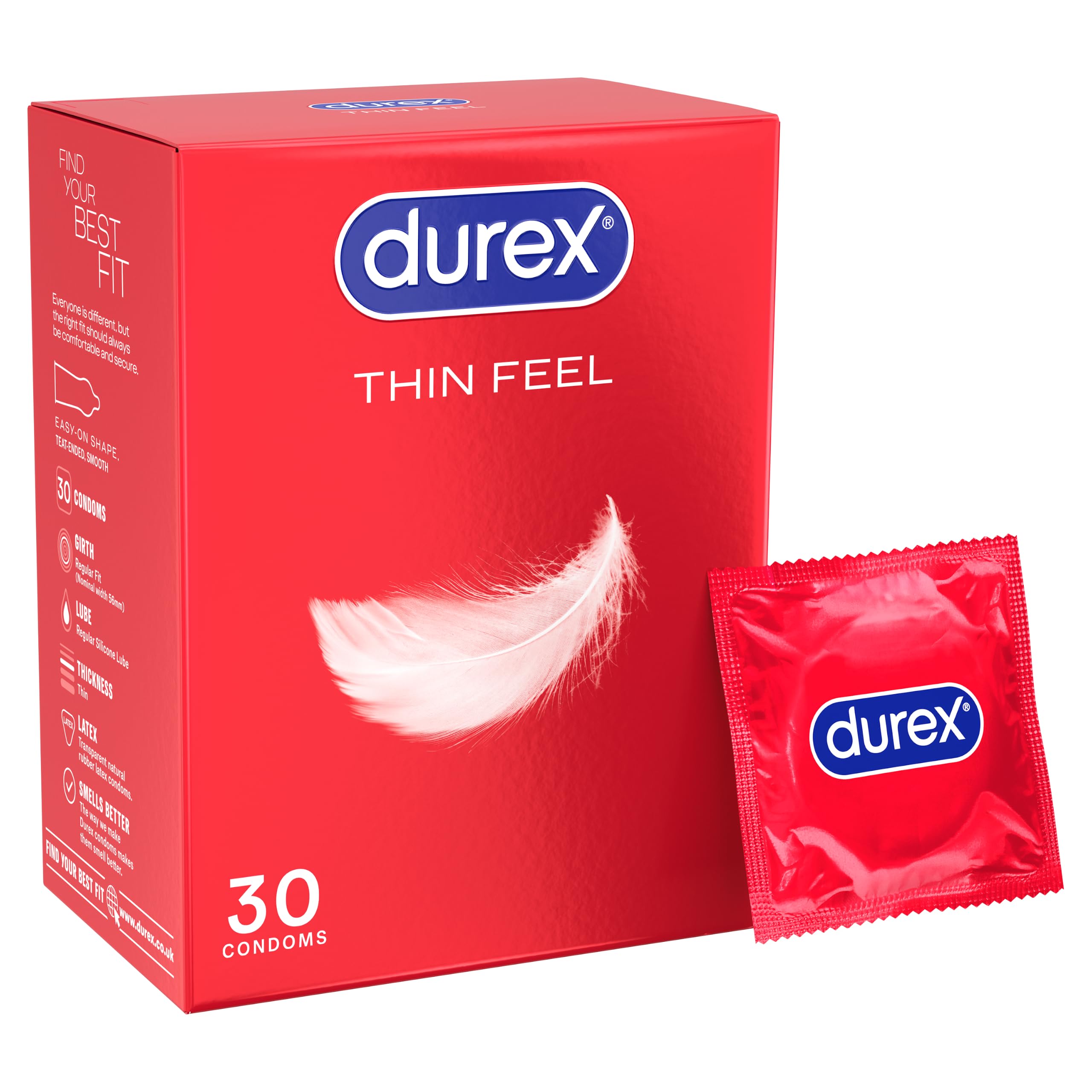 Durex Thin Feel 60 Condoms Ultra Thin Natural Sensation (2 Pack)