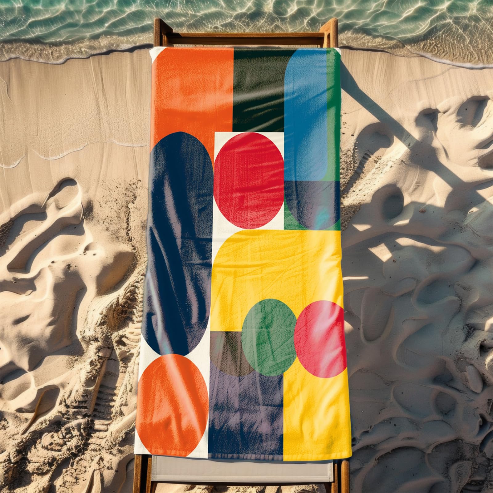 Generico Telo Mare Grande Rosso Giallo Blu | Microfibra Telo Mare Antisabbia Leggero Compatto Asciugatura Rapida Assorbente Per Piscina Bagno Lavabile Fino