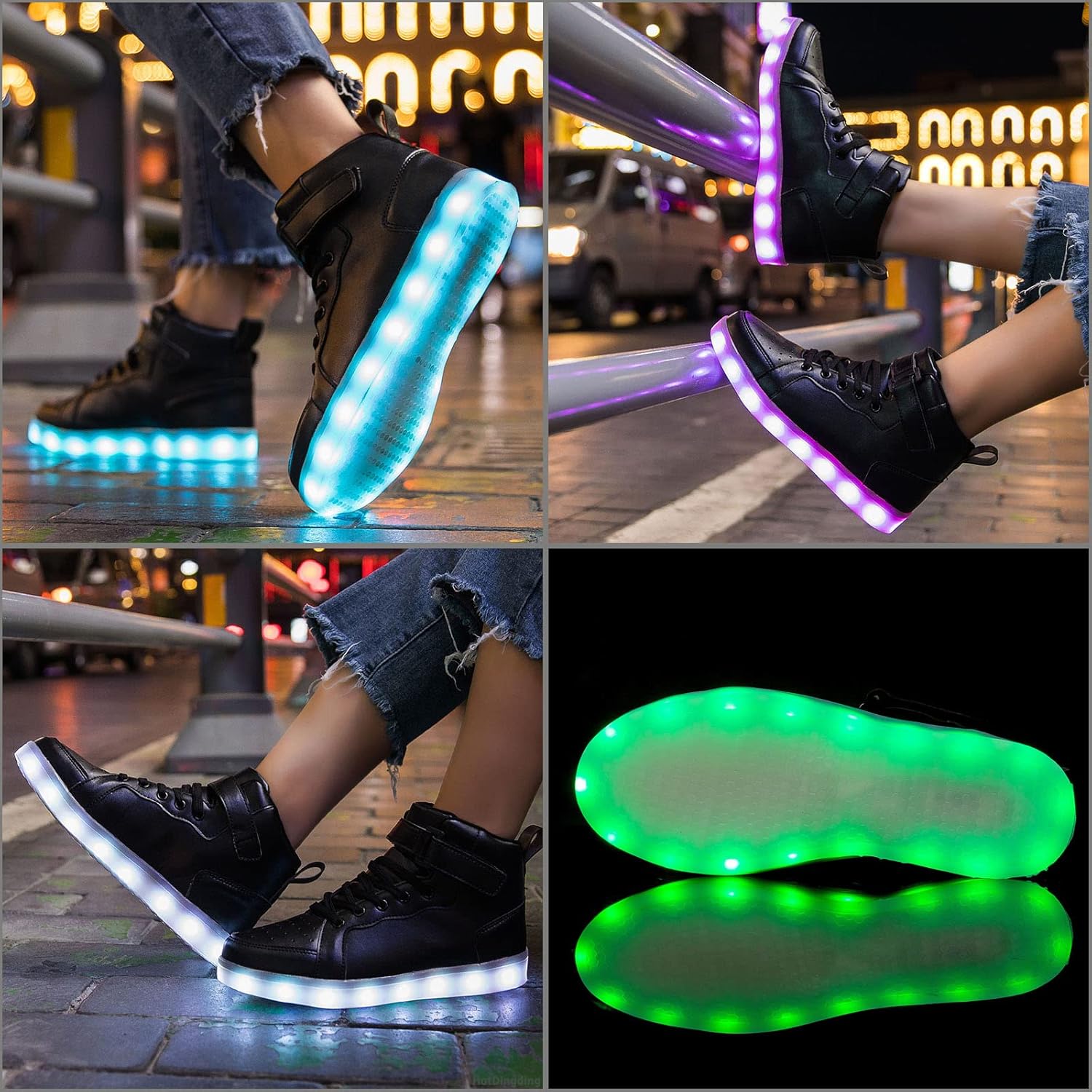 Hot Dingding LED Light Up High Top Sneakers Flashing Shoes for Women Men Teens with USB Charging Glowing Luminous Shoes - Image 6