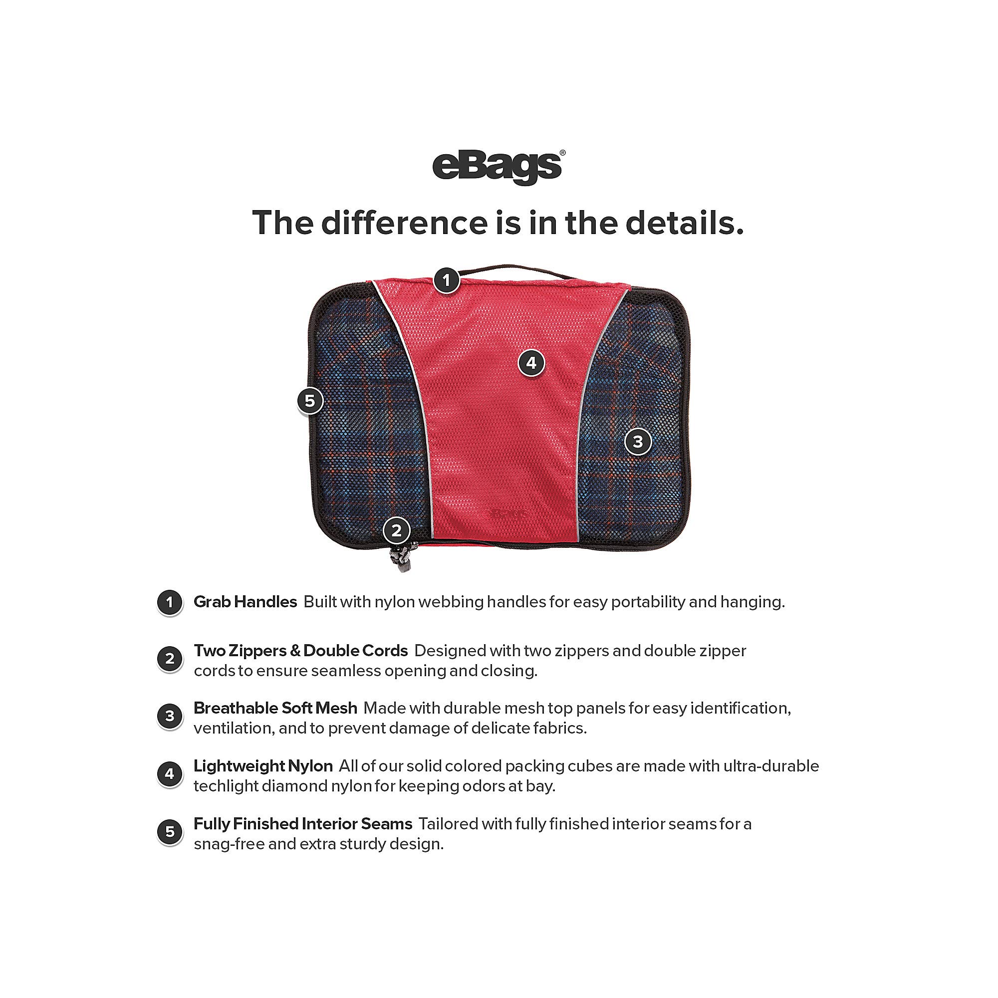 eBags Classic Packing Cubes 4pc Small/Med Set (Denim) Buy Online in