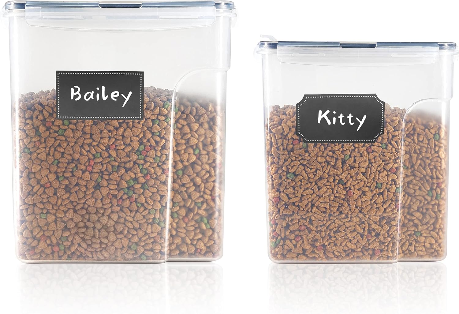 Vramy Airtight Pet Food Storage Containers,2 Pack (8.8LBS+5.5LBS) Food Container with Measuring Spoon & 4 Labels, for Dogs,Cats,Birds and Other Animals,BPA Free Plastic Food Storage Boxes : Pet Supplies
