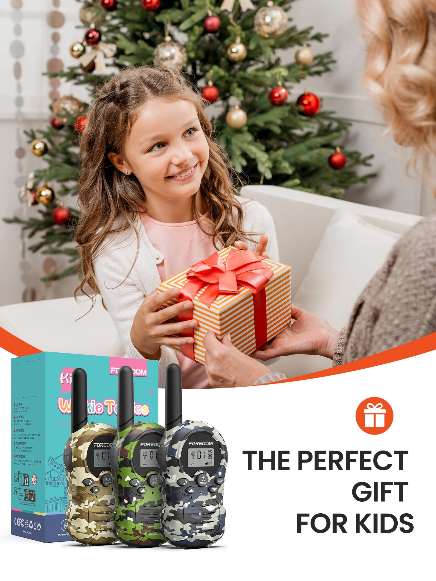 FOREDOM Walkie Talkies for Kids Walkie Talkies Long Range for Boys & Girls Age 3 to 12 Year Old Birthday Cool Army Toys - 3 Pack - Image 6