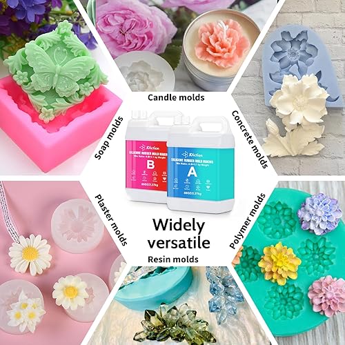 Miniatura 7 de JDiction Kit de fabricación de moldes de silicona, silicona líquida súper elástica de 160 onzas para hacer moldes con pasta de pigmentos, goma de