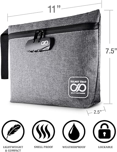 Miniatura 10 de Bolsa a prueba de olores + tarjeta amoladora, duradera repelente al agua, a prueba de olores, con cerradura de combinación y bolsas interiores para