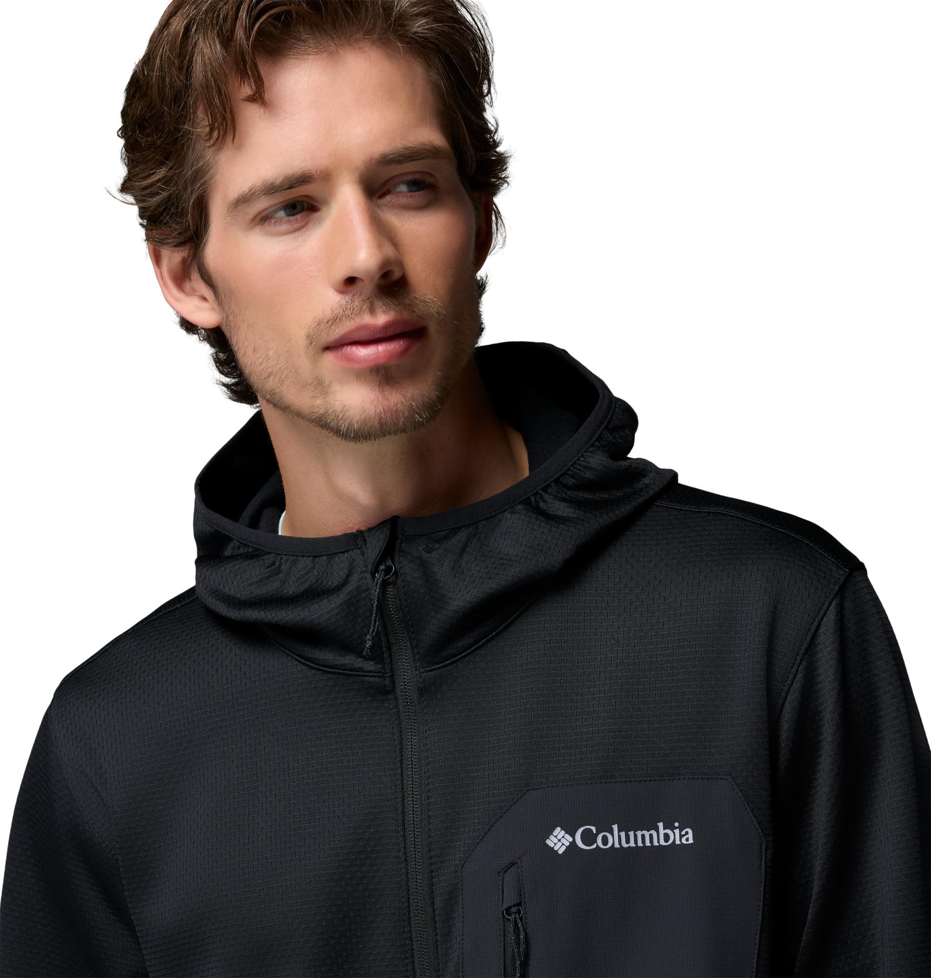 Columbia Tall Heights Hooded Grid Fleece Full Zip, Chaqueta De Forro Polar Con Cremallera para Hombre