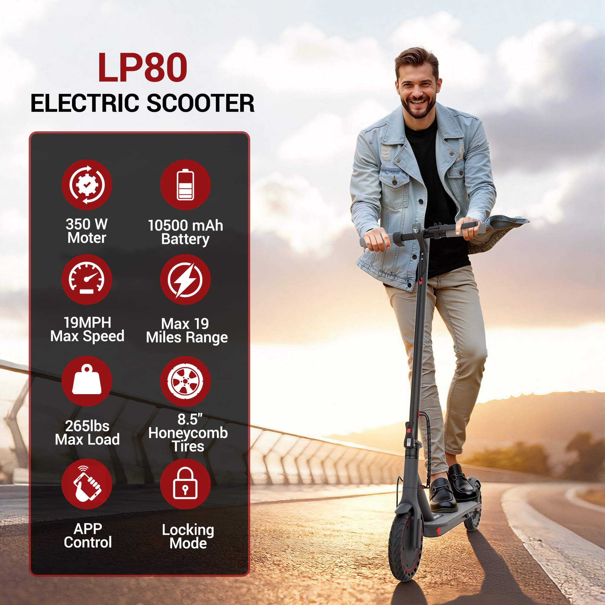 Trottinette Electrique Adulte, Moteur 350W Autonomie 25Km Trottinette Électrique Pliable 8,5" Pneu Anti-crevaison Electric Scooter avec Double Frein, APP