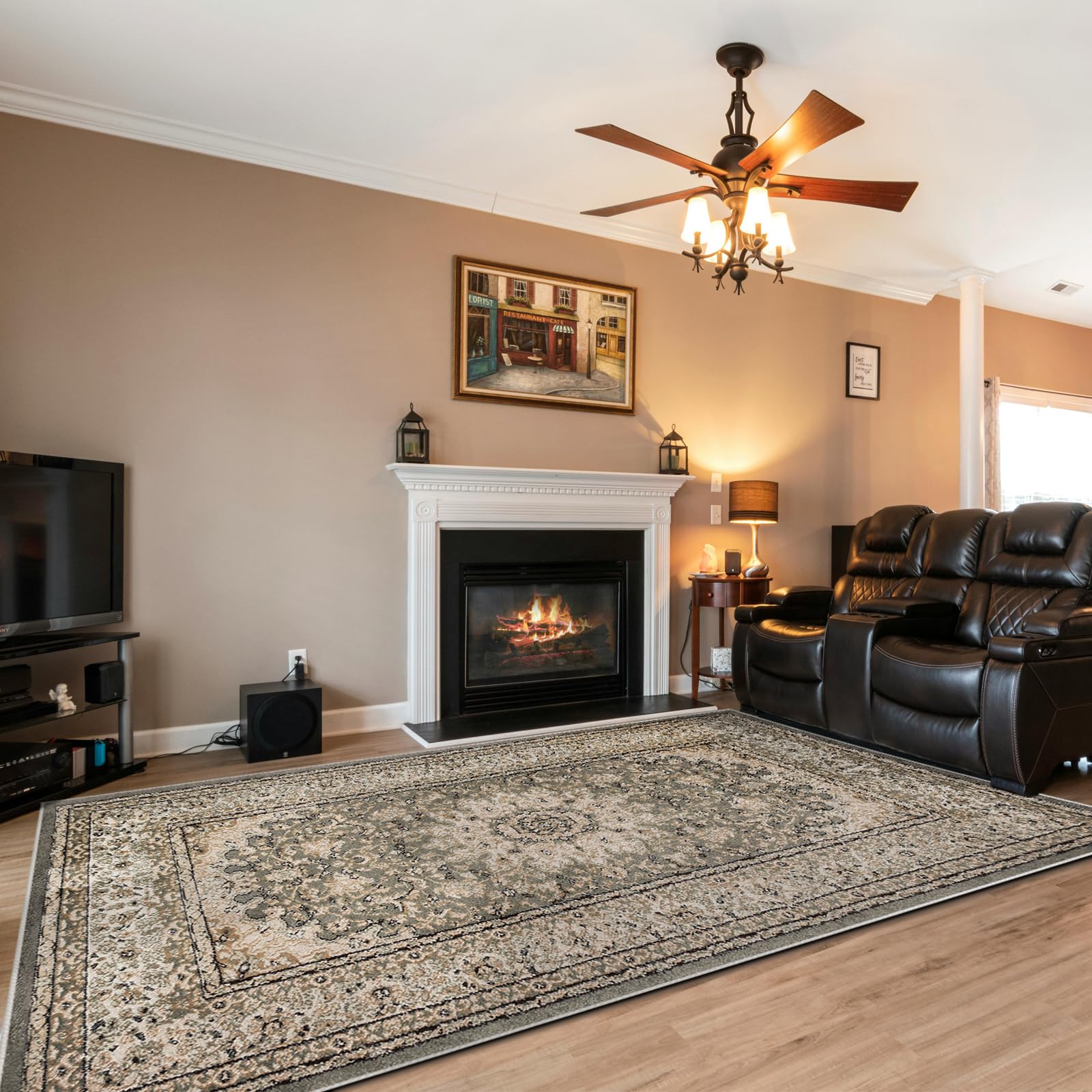 SunNewt Stain Resistant Washable Area Rug 5x8 Living Room Throw Rugs Soft Faux Wool Non-Shedding Low-Pile Floor Carpet for Dining Laundry Room Bedroom