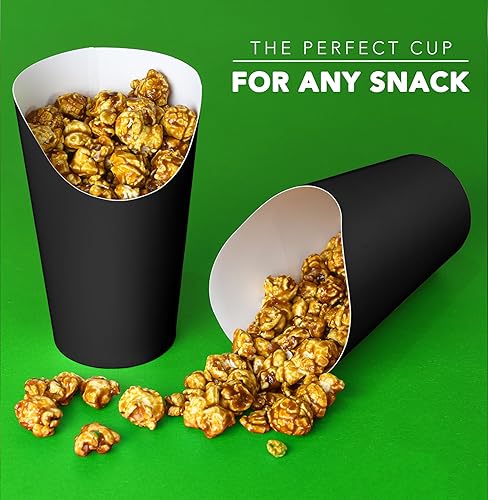 Miniatura 3 de Green Direct Vasos de papel desechables de 16 onzas para papas fritas negras  Tazas de charcutería desechables para papas fritas  Soporte para vasos