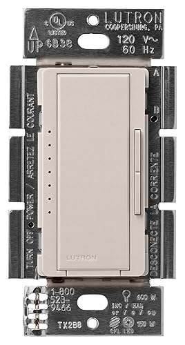 Vista 52 de Lutron - Interruptor de atenuación Maestro LED+ para bombillas LED regulables, halógenas e incandescentes, 150 W/un solo polo o multiubicación