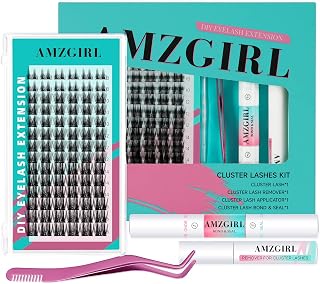 Diy Lash Extension Kit Lash Extensions Kits 84 Pcs Lash Clusters With Lash Glue, Remover, Eyelash Clusters Tweezer For Beginner Diy Individual Lash Extension At Home By AMZGIRL (Blushing)