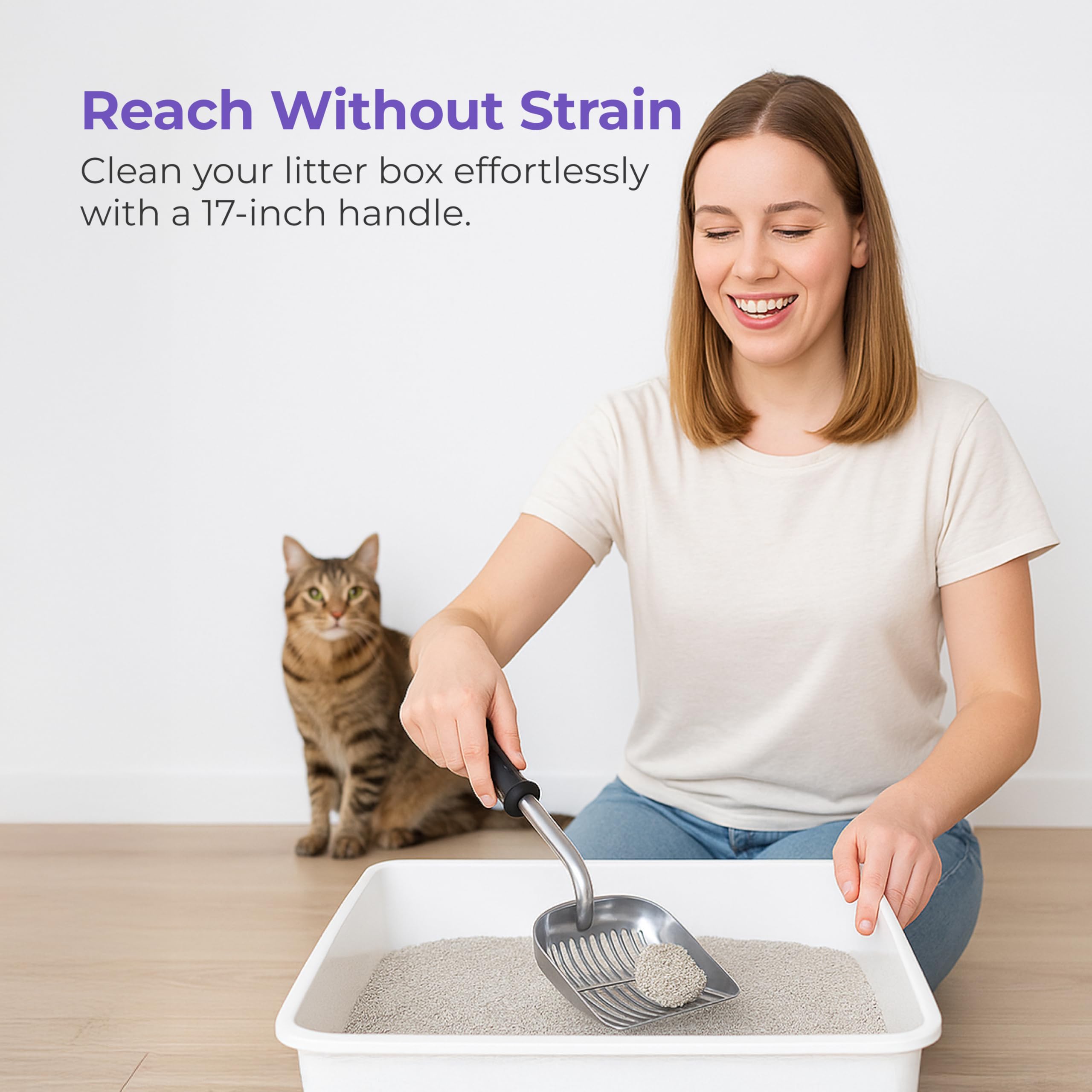 iPrimio Paletta per lettiera per Gatti con Manico Lungo 43,2 cm e Impugnatura Morbida, Robusta Paletta Profonda Extra Large, Paletta per lettiera per Gatti, Ideale per Mani doloranti, Accessorio per