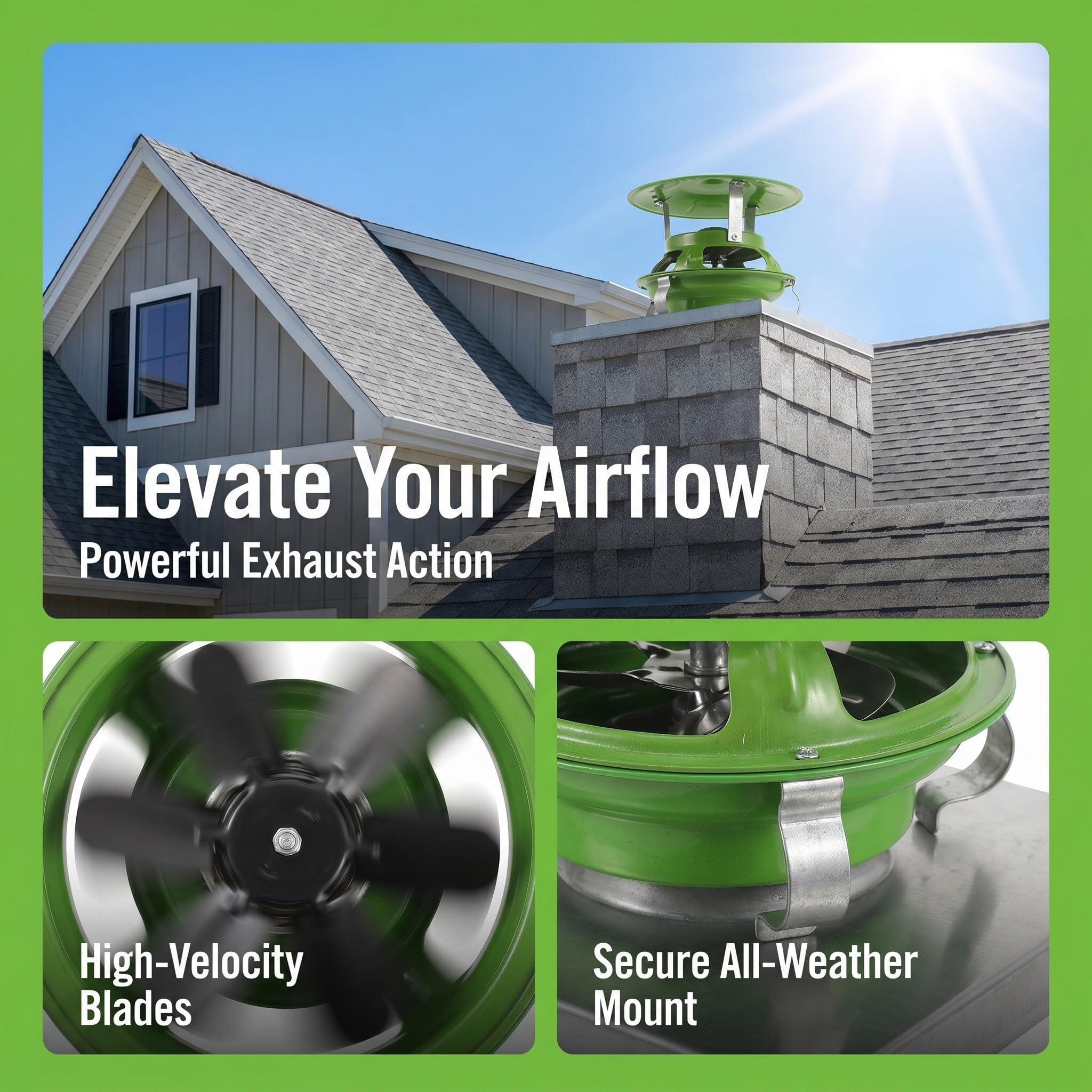 Ventilatore Tiraggio Indotto per Stufa, Ferro, Apertura 13cm, Verde