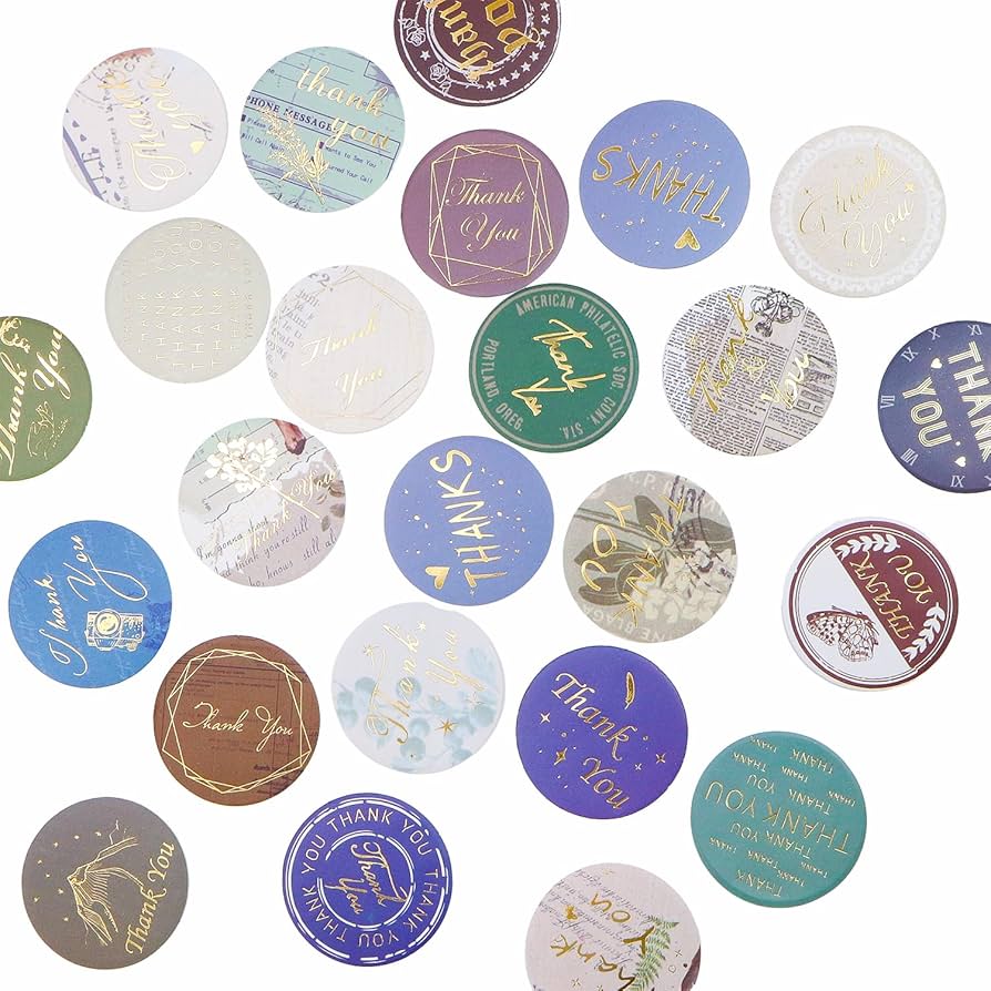 Amazon.co.jp: Thank youシール【レトロ・ヴィンテージ】丸
