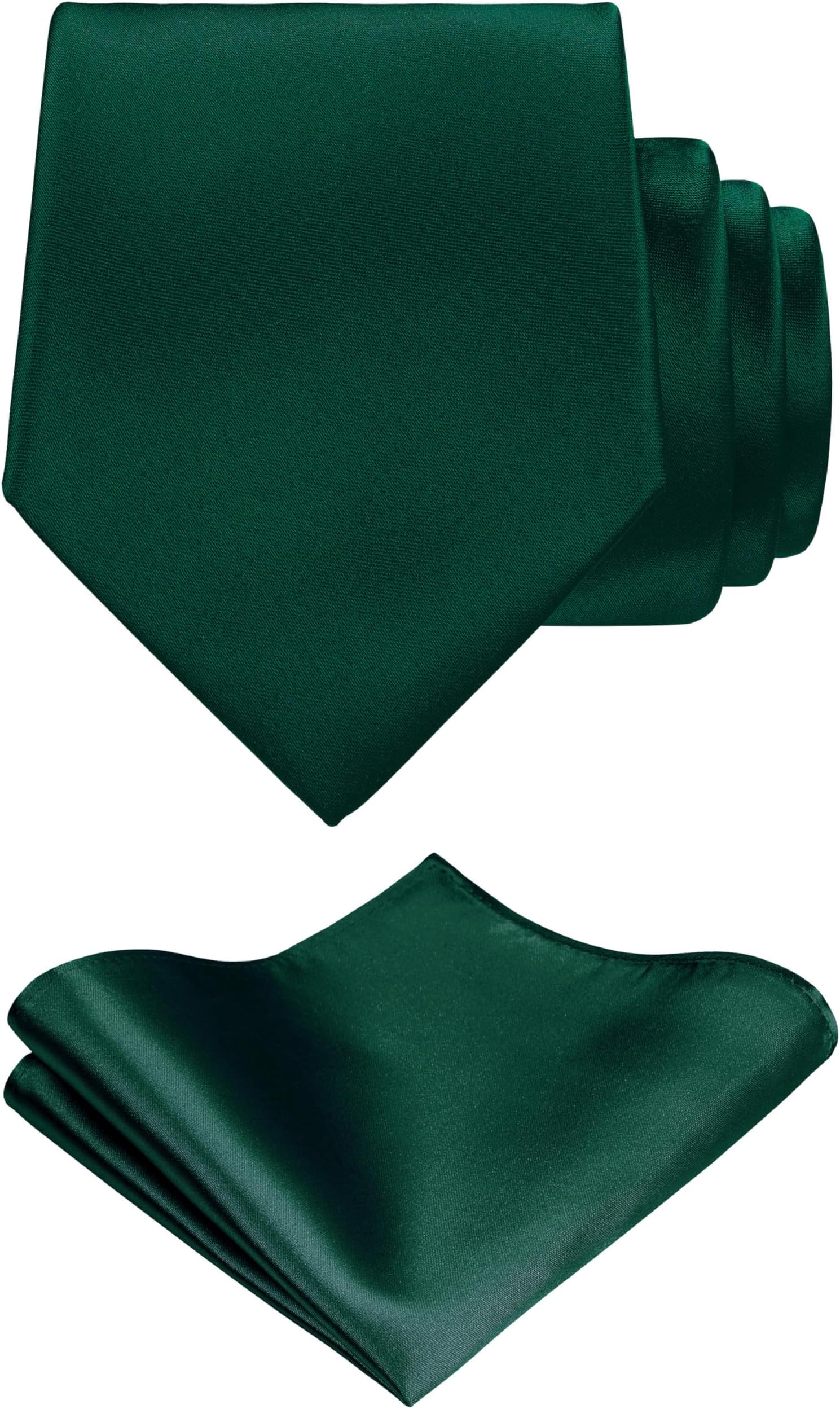 TIE G Solid Satin Woven dyed Color Formal Black Necktie and Pocket Square Sets in Gift Box