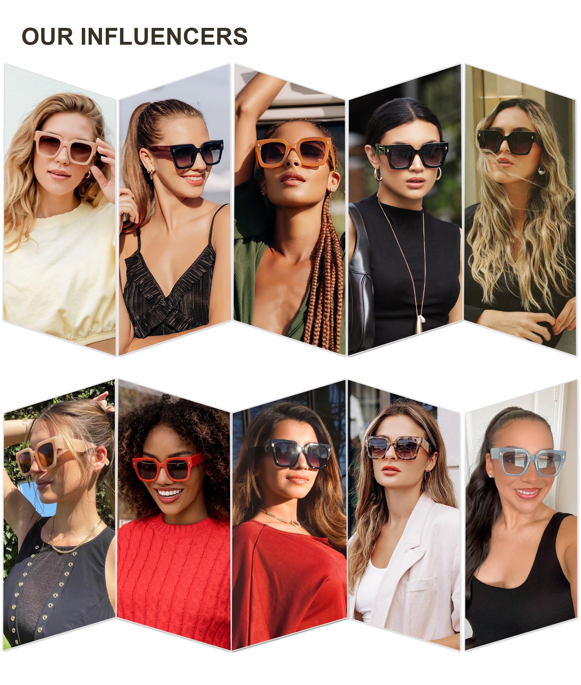 SOJOS Lunettes de soleil carrées surdimensionnées pour femmes, rétro, luxe, grosses lunettes de soleil, protection UV400 SJ2194