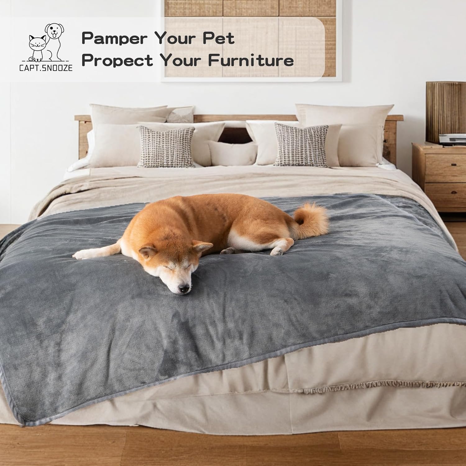 Water Proof Blanket 50x60 Inches - Reversible Flannel Blanket for Bed, Sofa,Couch- Spillproof, Leakproof Soft Double-Sided Dark Grey Throw Blanket for Adults, Pets, Couples - Image 6