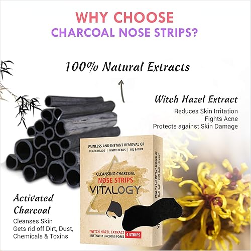 Miniatura 3 de Vitalogy Tiras quitadoras de puntos negros para nariz para mujeres y hombres, 4 tiras en paquete de 1