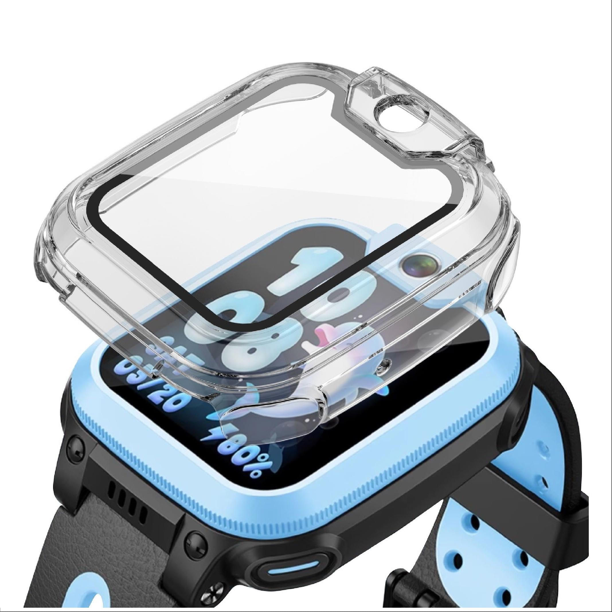 GIOPUEYGIOPUEY Case Compatible with imoo Watch Phone Z1, Glass Protective Film + Hard Plastic Bezel Cover - clear