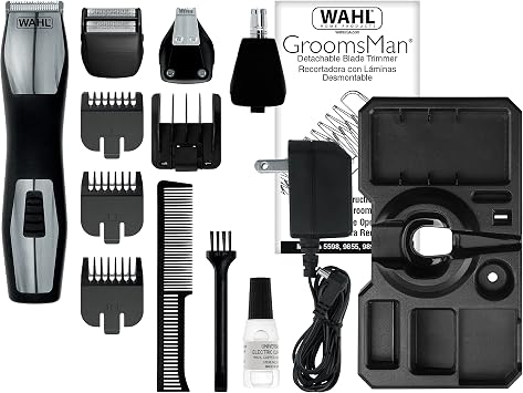 Wahl 9855-300 Groomsman Pro All-in-one Rechargeable Grooming Kit, Black/Silver