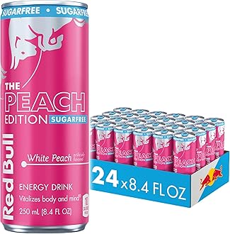 Red Bull Sugar-Free White Peach Summer Edition Energy Drink, with 80mg Caffeine plus Taurine & B Vitamins, 8.4 Fl Oz, Pack of 24 Cans
