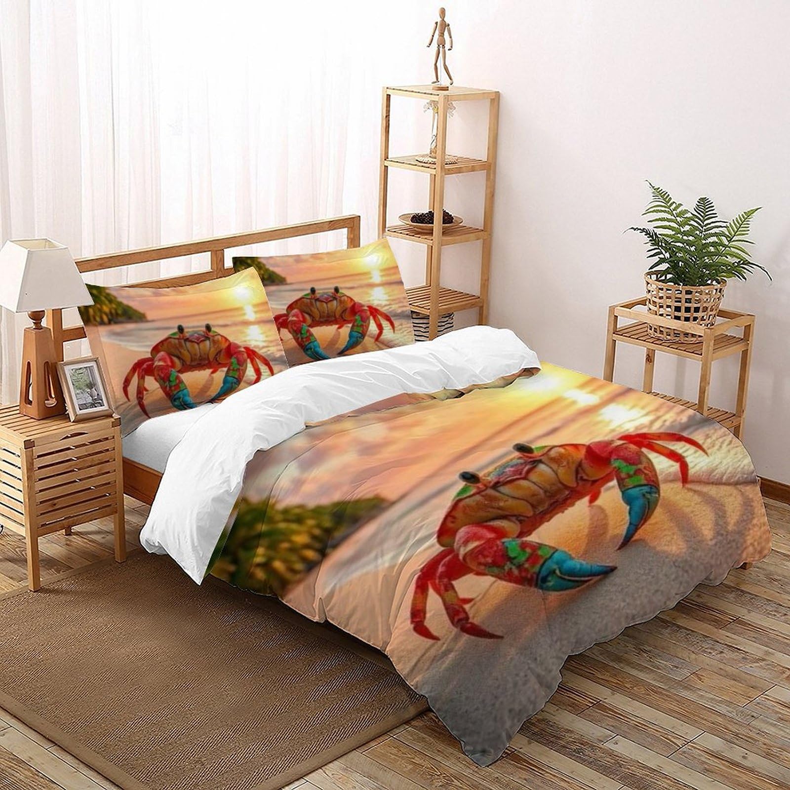 Housse de couette crabe 200x200 cm en microfibre avec zip
