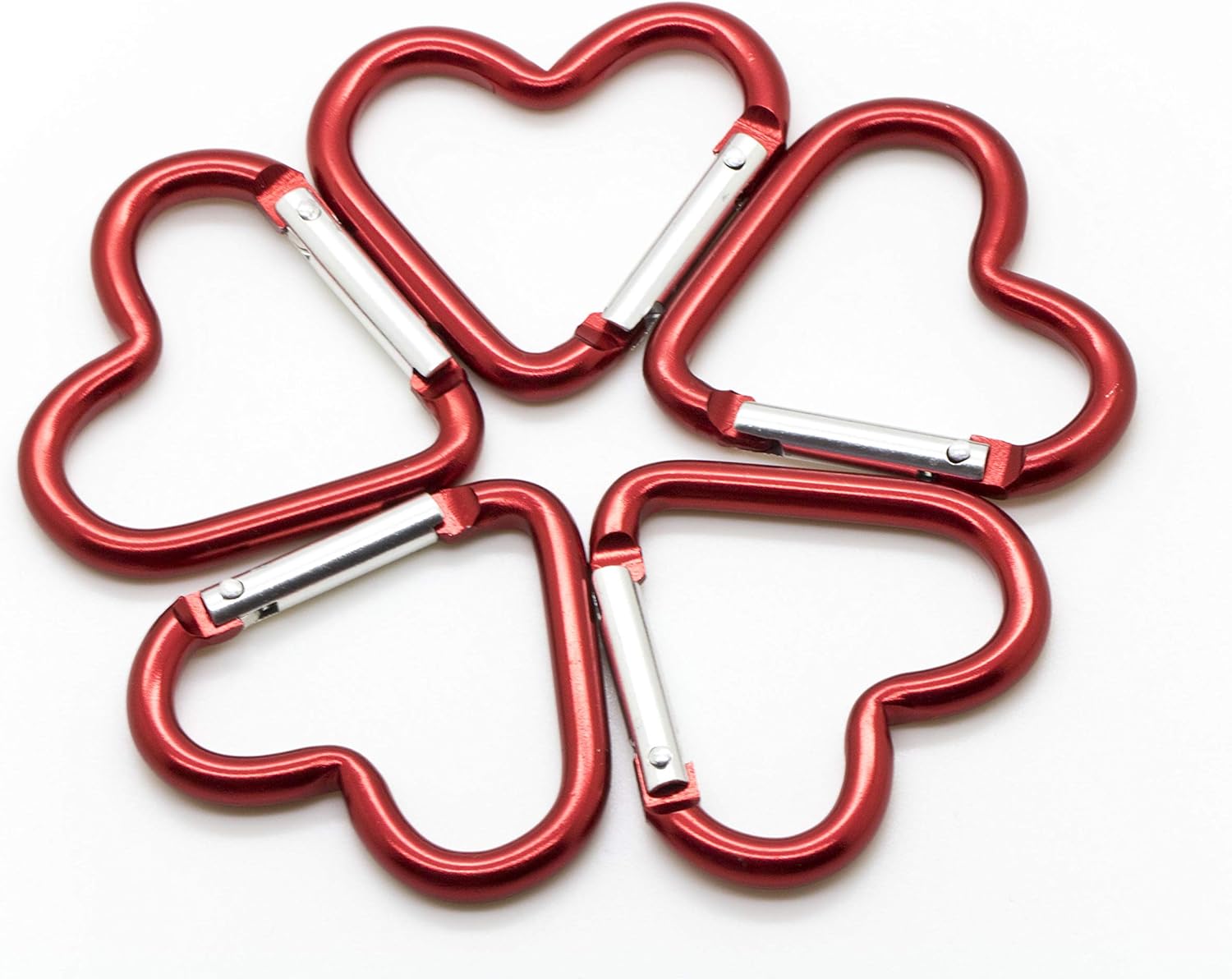 ONDEPOT Pack 100 Heart Shaped Aluminum Alloy Keychain Clip Carabiner Hook Key Holder