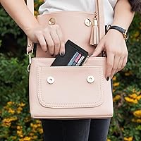 Vista 45 de Sodsay Estuche para tarjetas, cartera delgada con bolsillo frontal, para mujer, sujetatarjetas con llavero negro