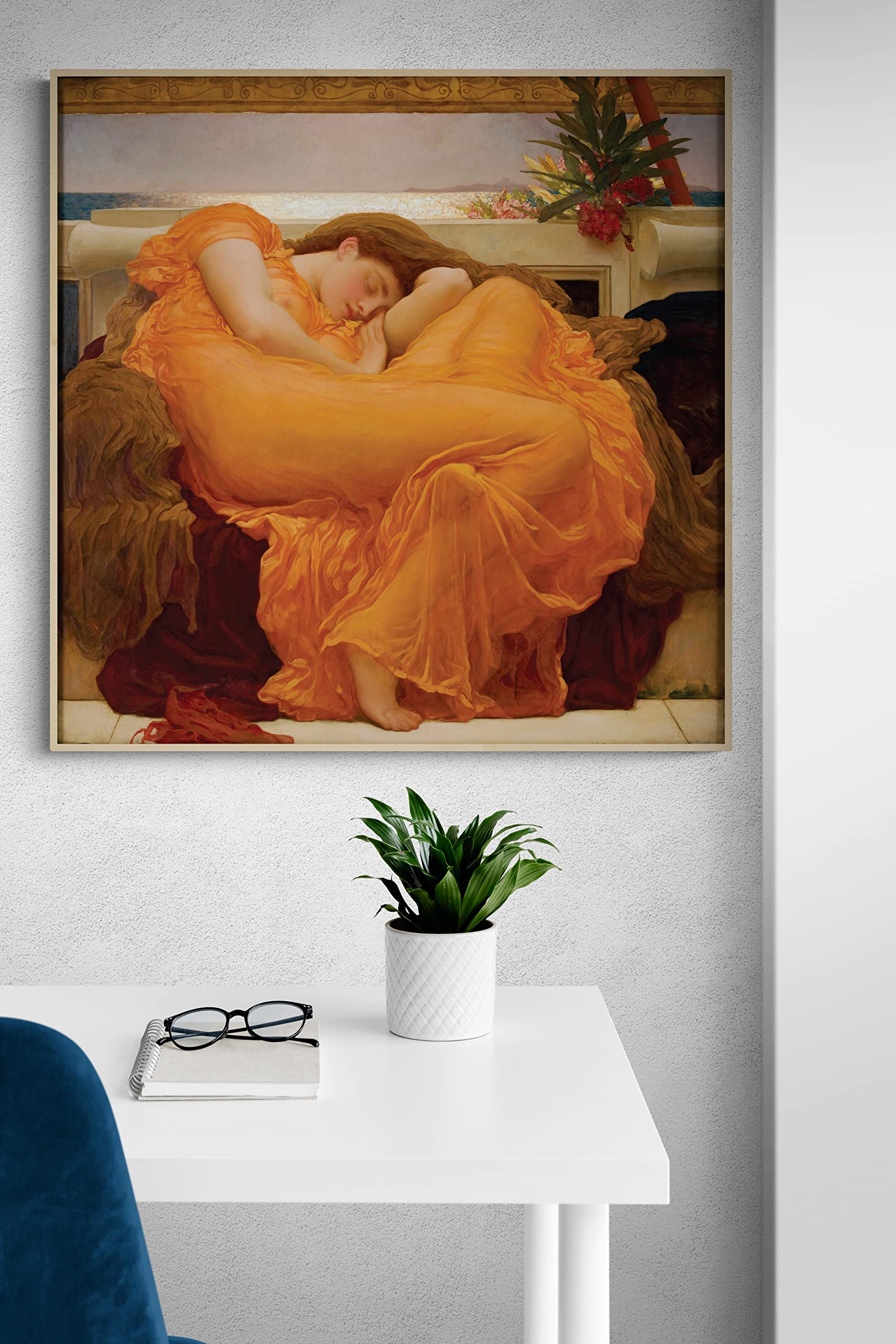 painting woman in orange dress Flaming June | Frederic Lord Leighton | Victorian Roman | Famous Napping | Nymph | Burnt Color:Pink Combo Gifts/Gifts For Her/$100 & Under 🐇styling every dress to soaked skin