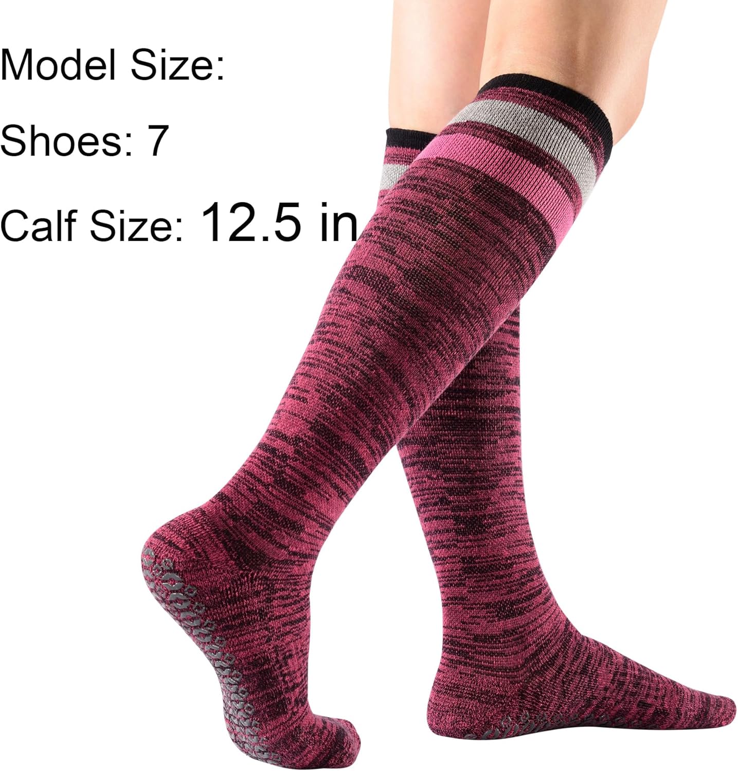 Women's Anti Skid Non Slip Odor Control Grips Compression Knee High/Low Cut Yoga Pilate Socks Stocking,Size 5-10 - Image 4