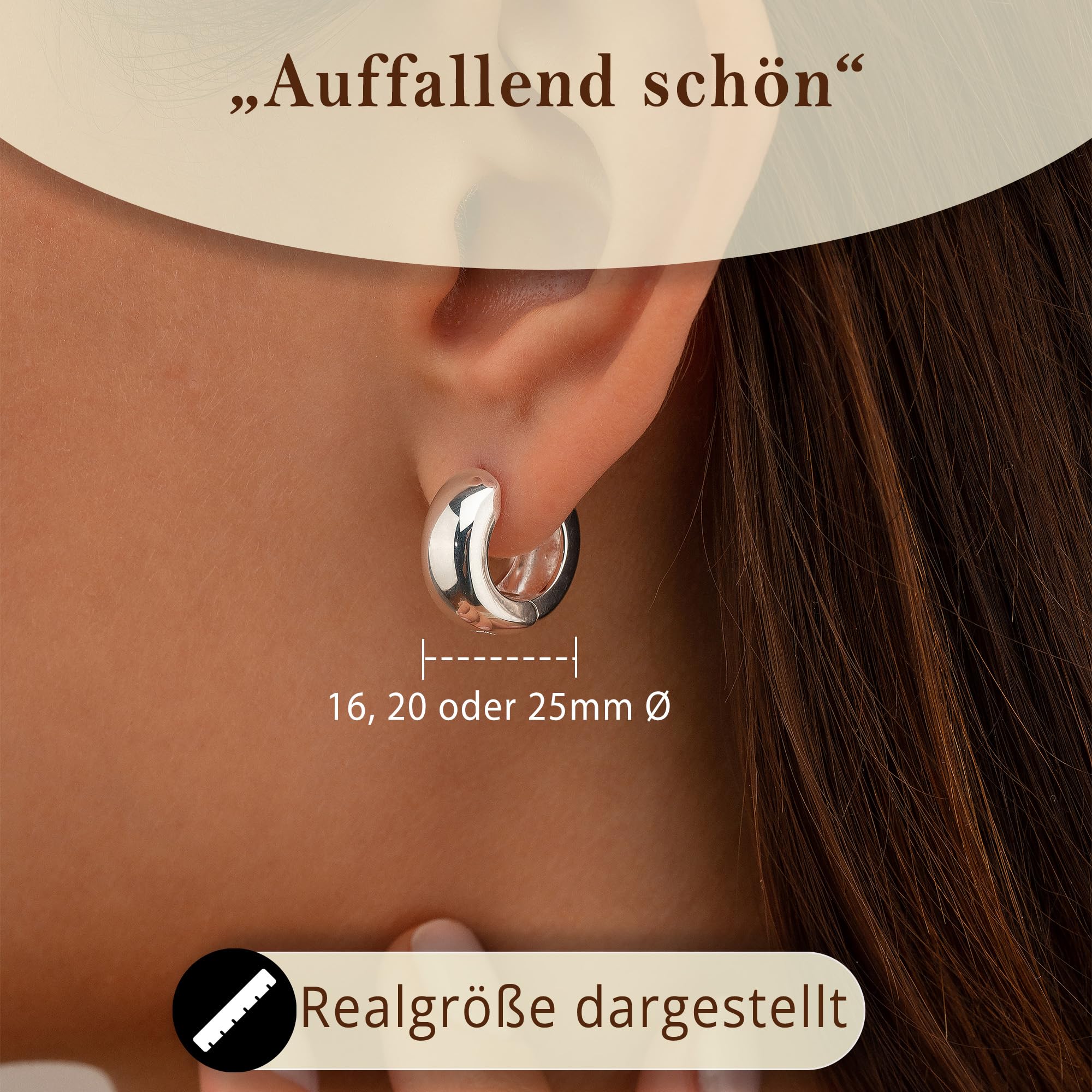 Cassini Creolen Silber 925 Damen – Hochglanzpolierte Klappcreolen Ohrringe, Nickelfrei & Hypoallergen Schmuck für Alltag & Eleganten Anlass – in Verschiedenen Größen (16/20/25 mm)