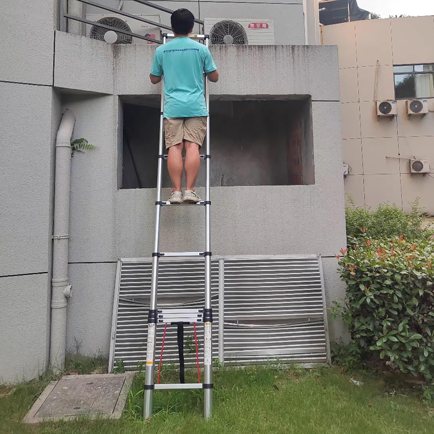 Telescoping Ladder,Extension Ladder,Multi-Purpose Aluminum Telescopic Ladders with Ladder Stabilizer Wheels for Home,Roof Top Tent & Outdoor