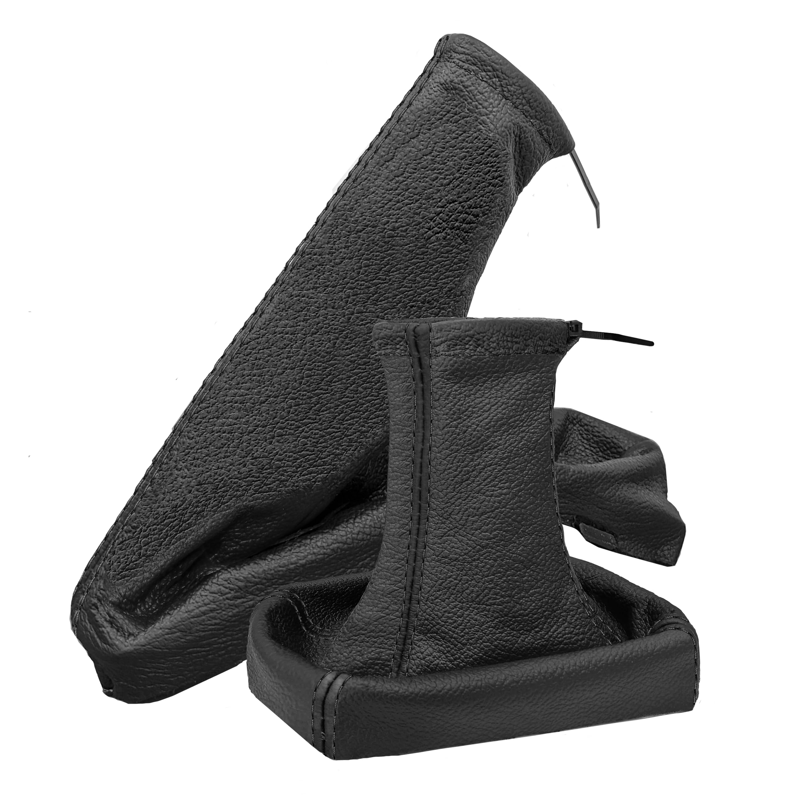 Copertura In Vera Pelle Per Leva Del Cambio E Freno A Mano Per Opel Astra H (2004-2010), Colore Nero-grigio, Prodotta In UE