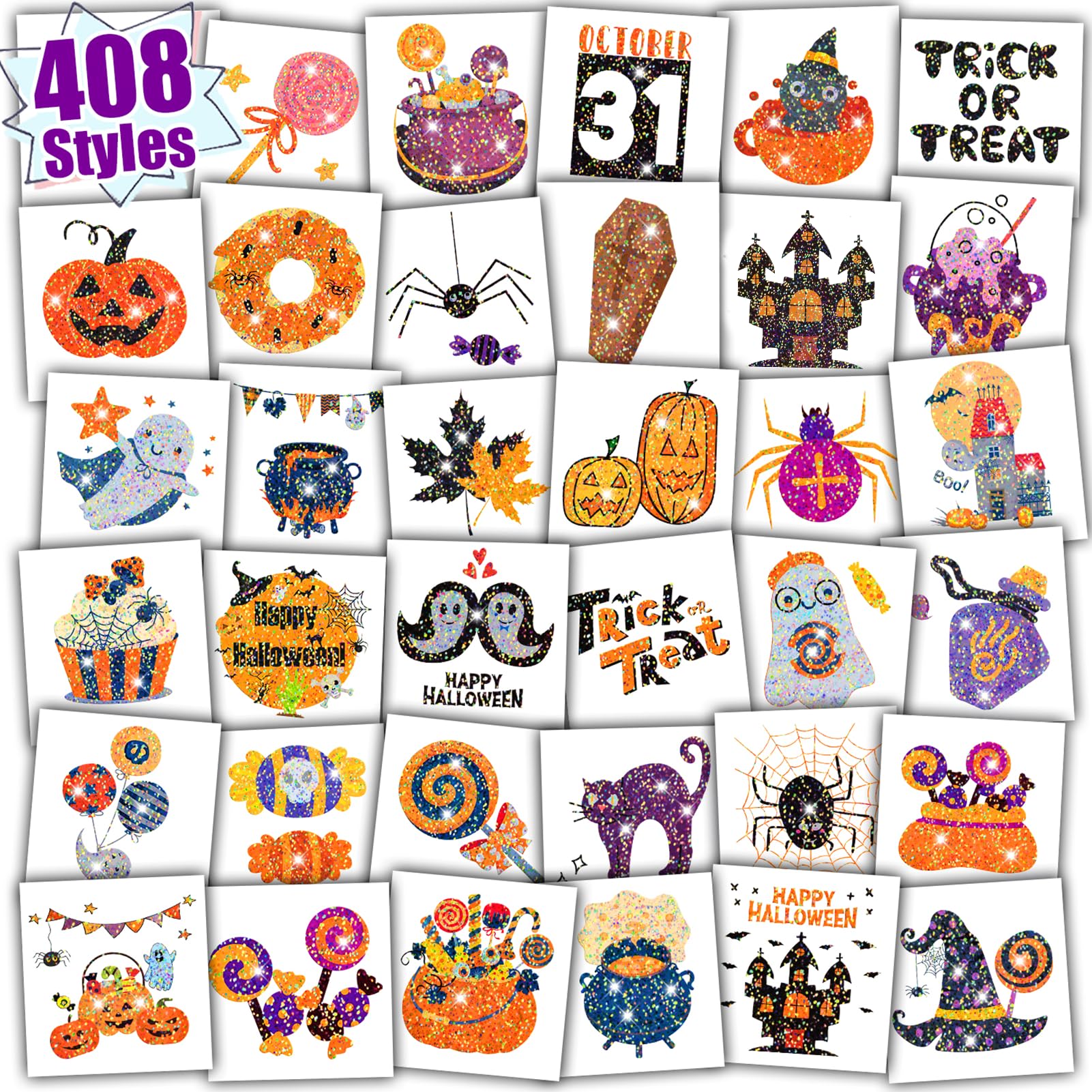 Partywind Glitter Tattoos for Kids' Halloween Party Supplies