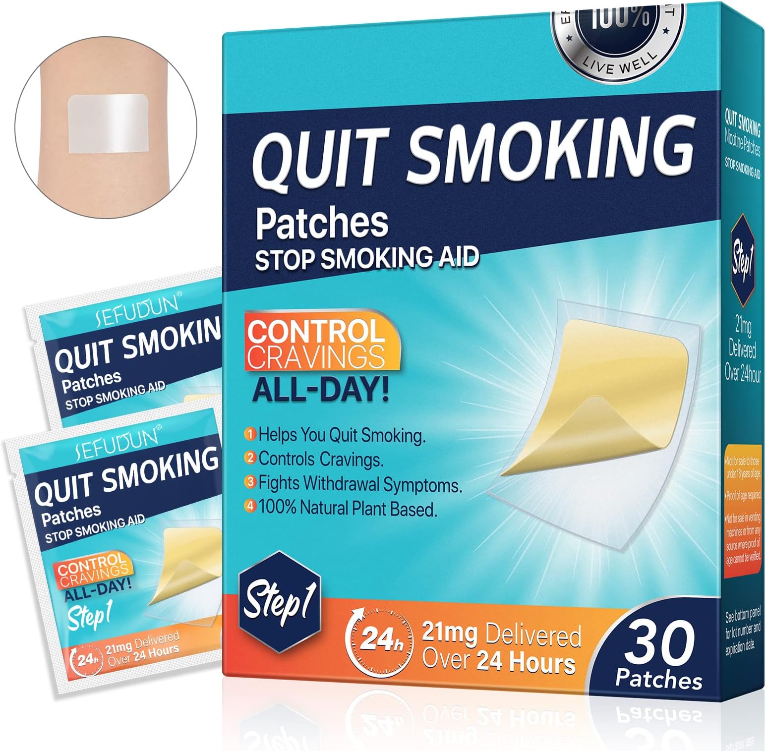 Quit Smoking Patches, Step 1 Stop Smoking Aids Patches, 21mg Quit Smoking Stickers that Work with 2 Weeks, 30 Count Helping Quit Patch, Anti-Stickers