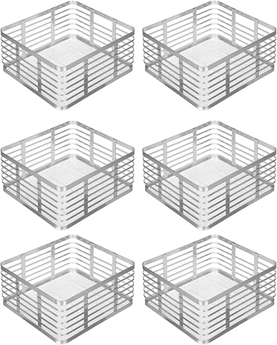 Miniatura 9 de mDesign Carson Collection - Cesta organizadora de almacenamiento de alimentos de alambre de metal de acero para organización de despensa, cesta de