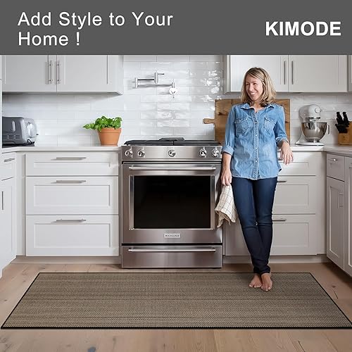 Miniatura 7 de KIMODE Alfombra de pasillo de cocina de 30 x 70 pulgadas, antideslizante, lavable, para suelo de cocina, tapete de cocina absorbente color beige