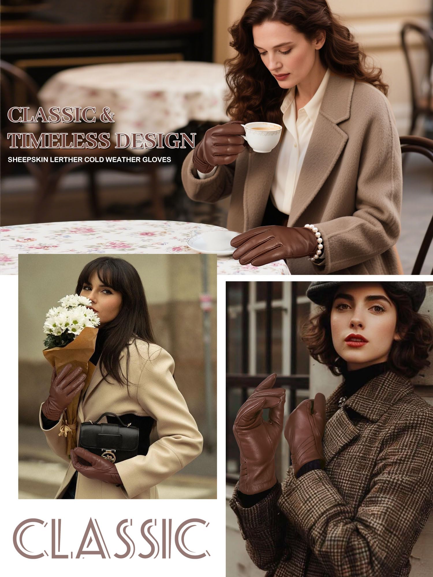 GSG SINCE 1998 Guanti Pelle Donna – Touchscreen, Invernali in Pelle di Pecora Senza Cromo, Foderati Lana o Pelliccia Sintetica per Guida W13150