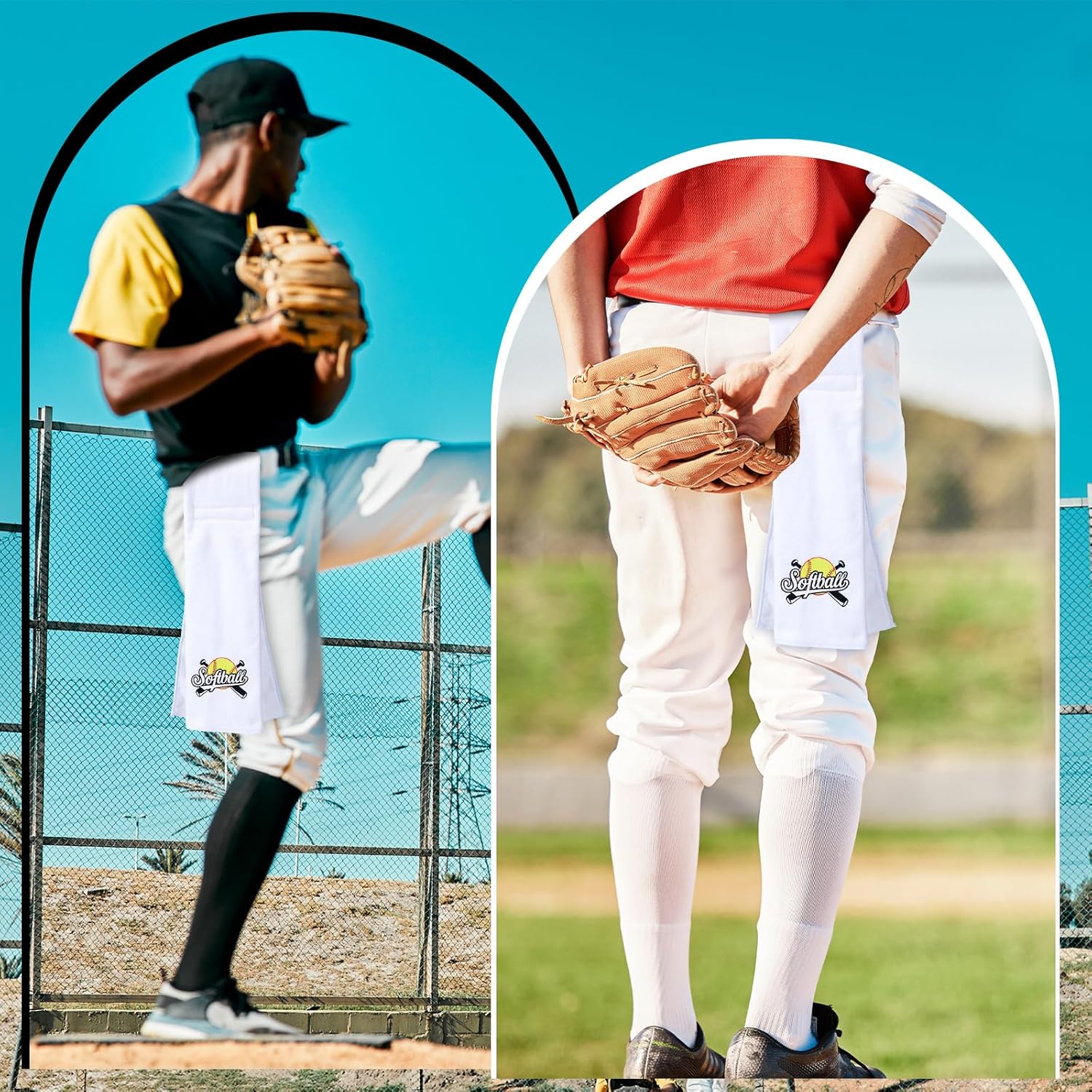 5 Pcs Softball Towel Microfiber Softball Field Towel with Hook and Loop Closure Softball Hand Towels Sweat and Maintaining Grip Softball Handkerchief for Softball Pitching Gym Sports, White - Image 5