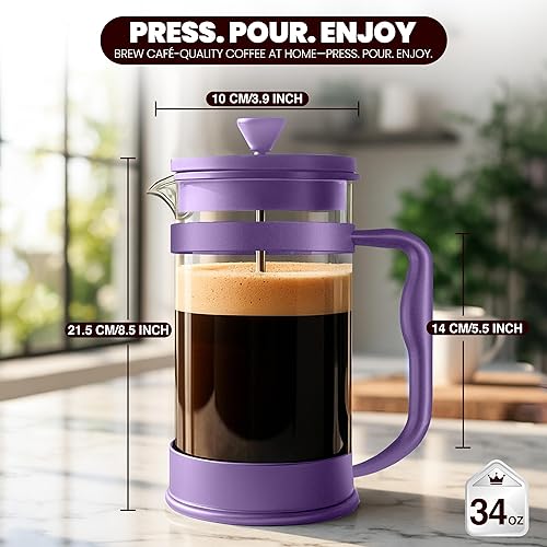 Miniatura 30 de Utopia Kitchen Cafetera de prensa francesa de 12 onzas, 0.35 litros, tetera, prensas de café de viaje, resistente al calor, olla de borosilicato