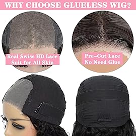 Skouty Wear and Go Glueless Wigs Pre Plucked Bob Wig Human Hair for Black Women Body Wave Lace Front Wigs Upgraded No Glue Needed Pre Cut 4x4 Lace Closure for Beginners 14 Inch