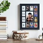 FramePro Cadre d'image des années scolaires K-12 Journée de graduation Photo Collage Black Frame avec Mat, affiche un 5x7 Photo et douze 2,5x3.5 Photos