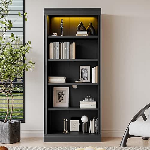 Merax 83" Tall Wood 5-Tier Bookshelf Bookcase with Adjustable Storage