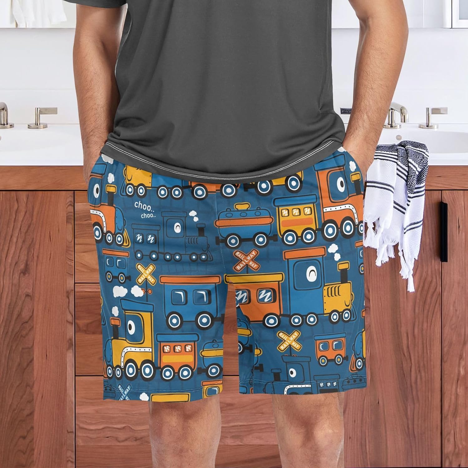 Ollabaky Pajama Shorts for Men Pajama Bottoms Sleep Shorts Lounge Wear Pjs with Pocket - Image 2