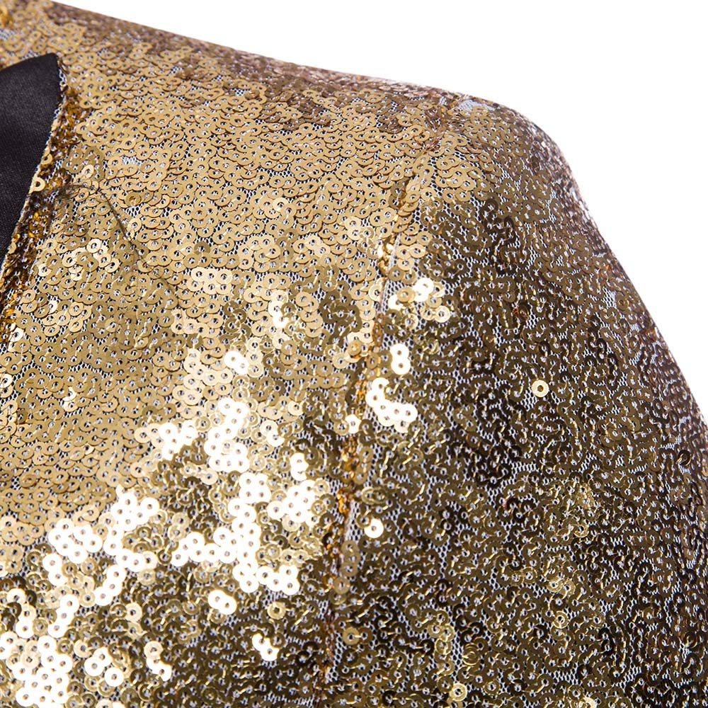 Christmas 2023 Charme pour homme Décontracté à un bouton pour costume Veste à paillettes Haut de fête Chemise