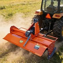 53 Inch 3 Point Rotary Tiller Attachment, PTO Driven Category 1 Tractor Tiller Cultivator for Soil, Preparation with 540 RPM Gearbox, Replaceable L-Shaped Tines, 5" Working Depth