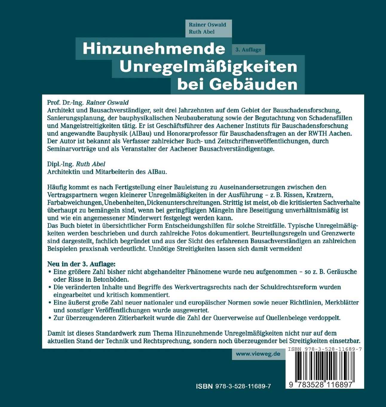 Hinzunehmende Unregelmäßigkeiten bei Gebäuden: Typische Erscheinungsbilder ― Beurteilungskriterien ― Grenzwerte
