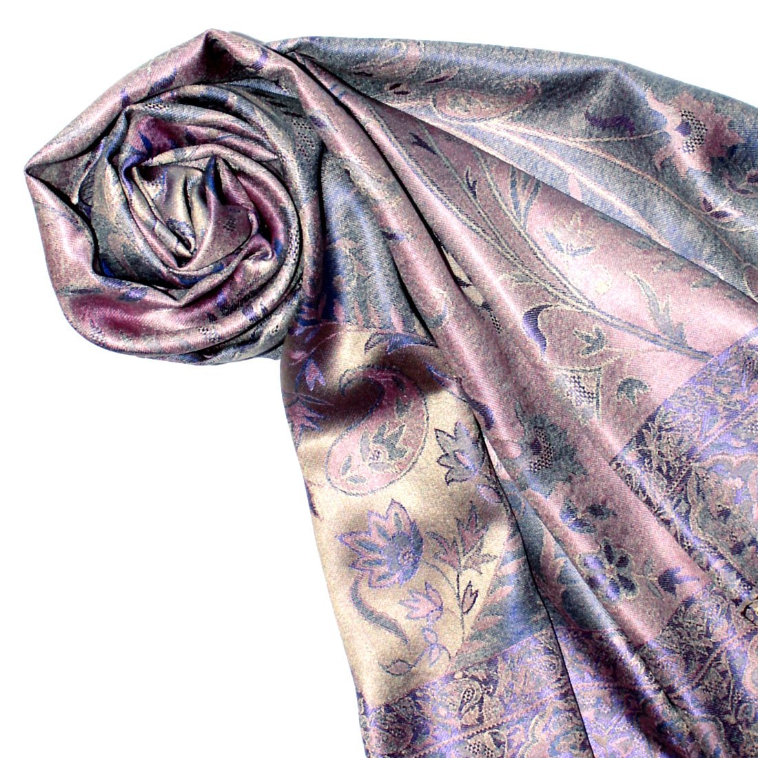 LORENZO CANA Pashmina pour la femme - écharpe de 100% soie avec les mesures de 70 x 190 cm - fait à la main – souple élégant en violet rose bleu ciel
