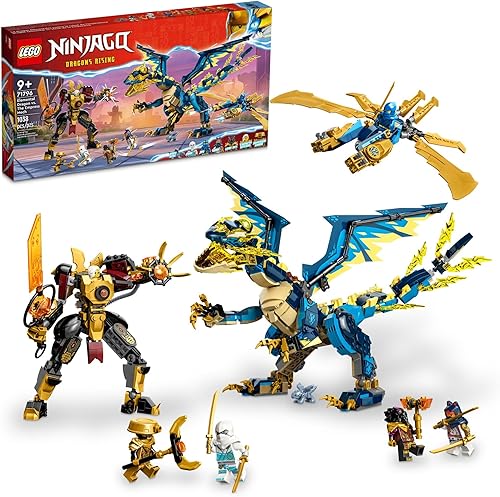 LEGO NINJAGO Elemental Dragon vs. The Empress Mech 71796 - Juego de juguetes de construcción, cuenta con un dragón, mec, volante ninja y 6