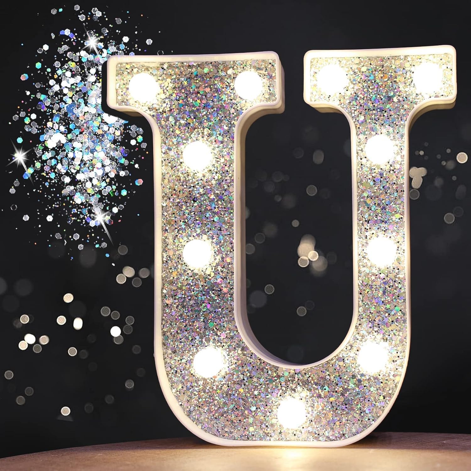 LED Marquee Letter Lights, Light Up Letters Glitter Alphabet Letter Sign Battery Powered for Night Light Birthday Party Wedding Girls Gifts Home Bar Christmas Decoration