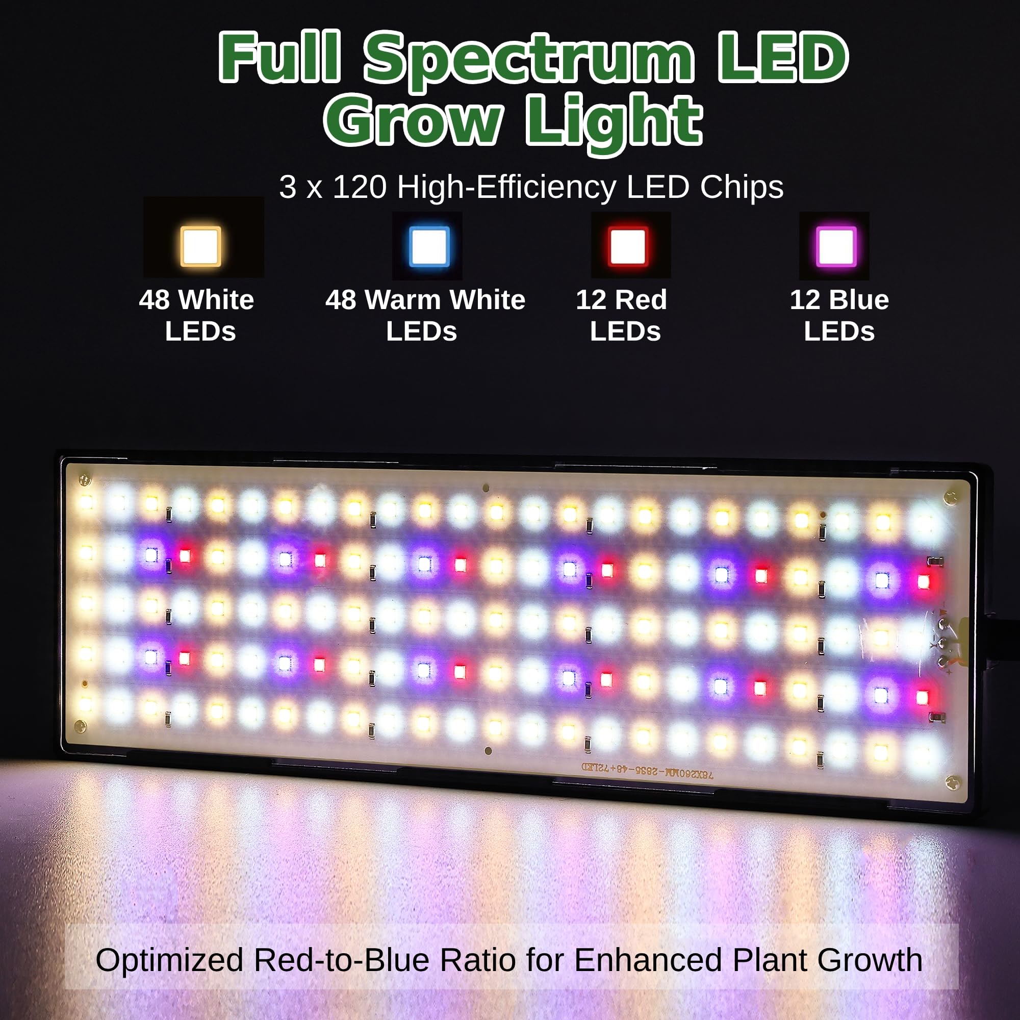 Lámpara LED de Espectro Completo con Soporte, 30 W 360 LED Grow Light, Regulable, Temporizador de Ciclo 3/9/12H, Altura Regulable 80-170 cm